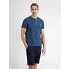Serafino Shirt with Fineliner Stripes - Storm Blue