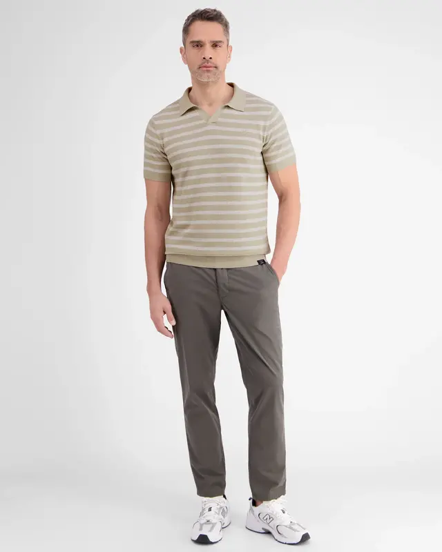 Lerros Poloshirt Gestreept - Light Dune Beige