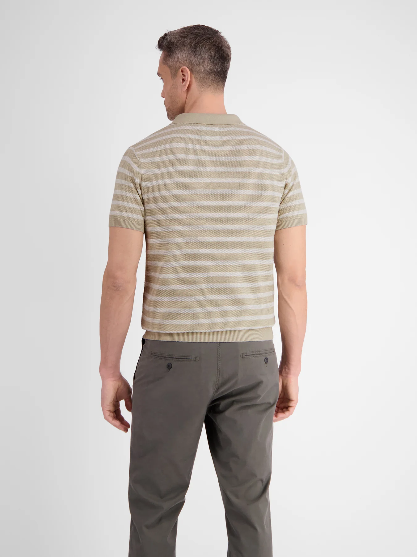 Lerros Jersey Poloshirt mit Streifen - Light Dune Beige