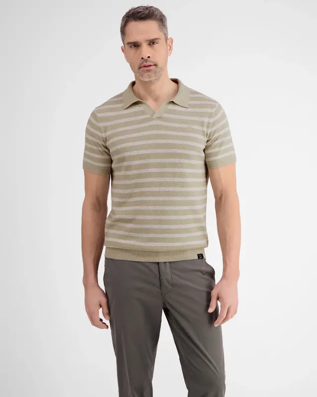 Lerros Poloshirt Gestreept - Light Dune Beige