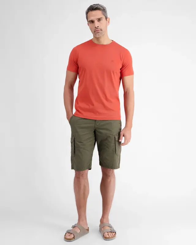 Lerros Basic T-Shirt met Ronde Hals - Deep Coral Red