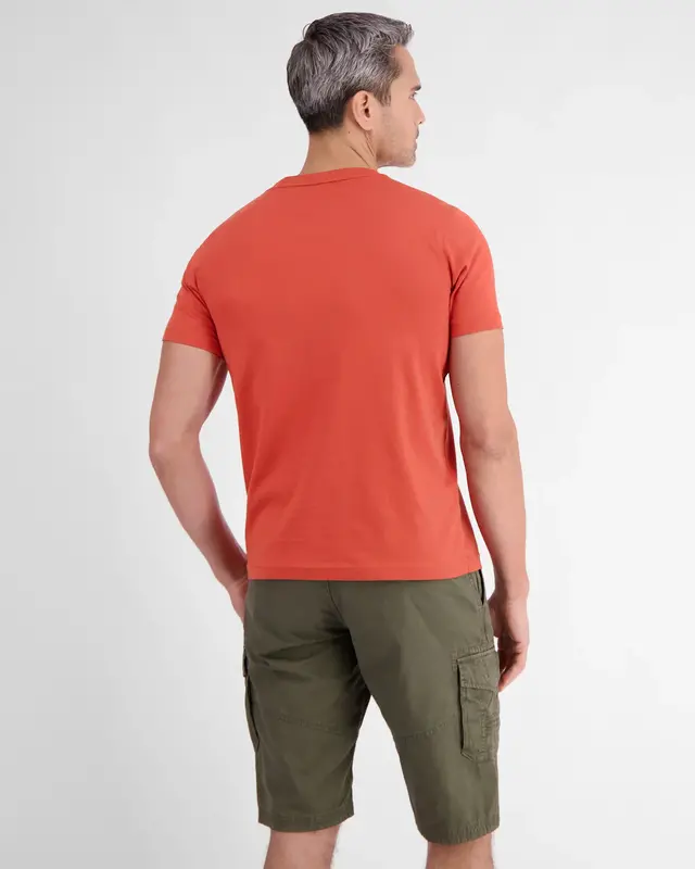 Lerros Basic T-Shirt met Ronde Hals - Deep Coral Red