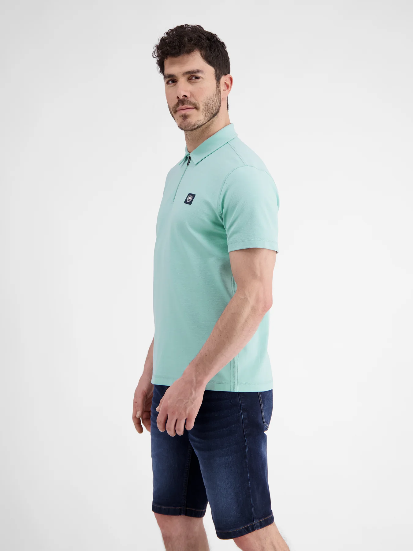 Lerros Poloshirt with Zipper - Coastal Sea Blue