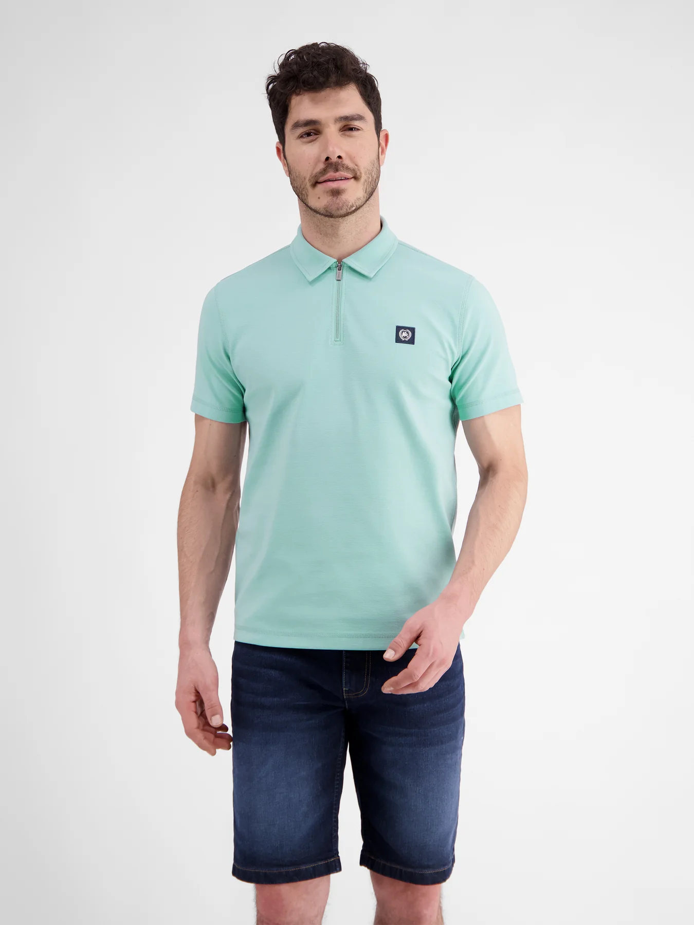 Lerros Poloshirt with Zipper - Coastal Sea Blue