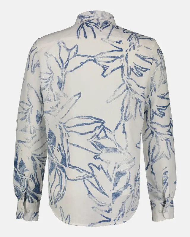 Lerros Linen Blend Shirt with Print - White
