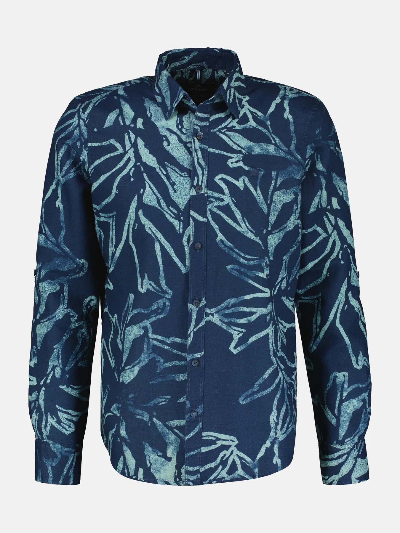Lerros Leinenmix Hemd mit Print - Storm Blue