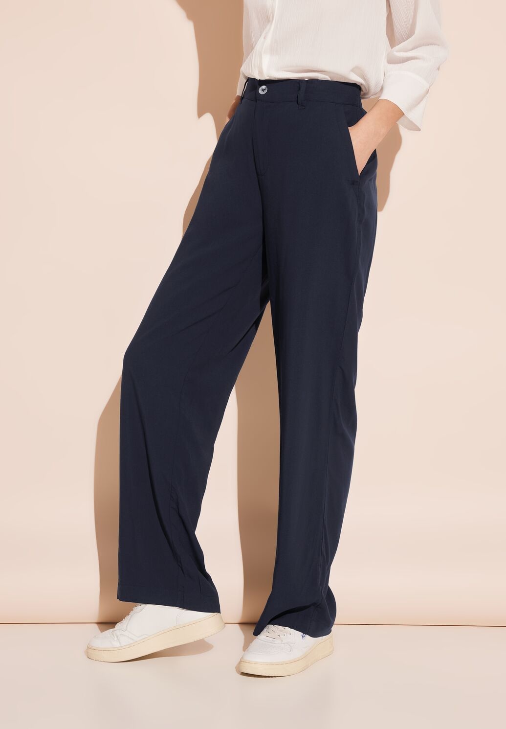 関送込 Street Hole Digital Straight PANTS Street One High Waist Pants - Deep Blue | - Cotton Blues