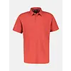 Poloshirt with Waffle Structure - Deep Coral Red