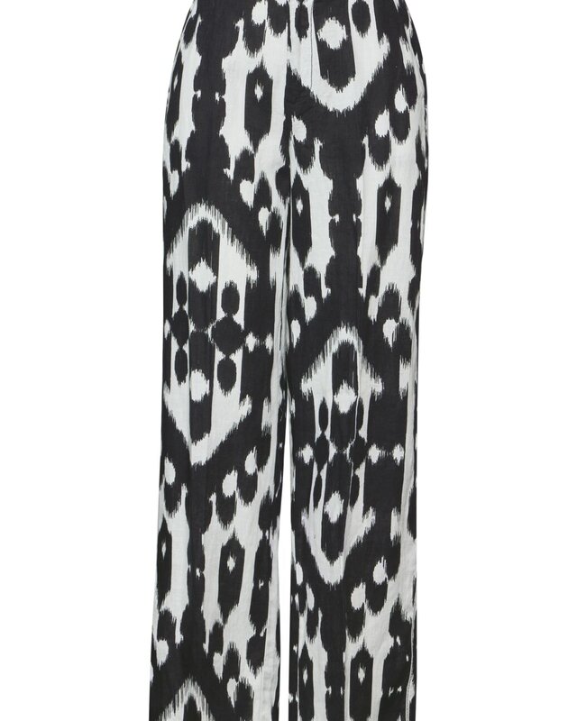 Street One Linen Pants with Print - Black
