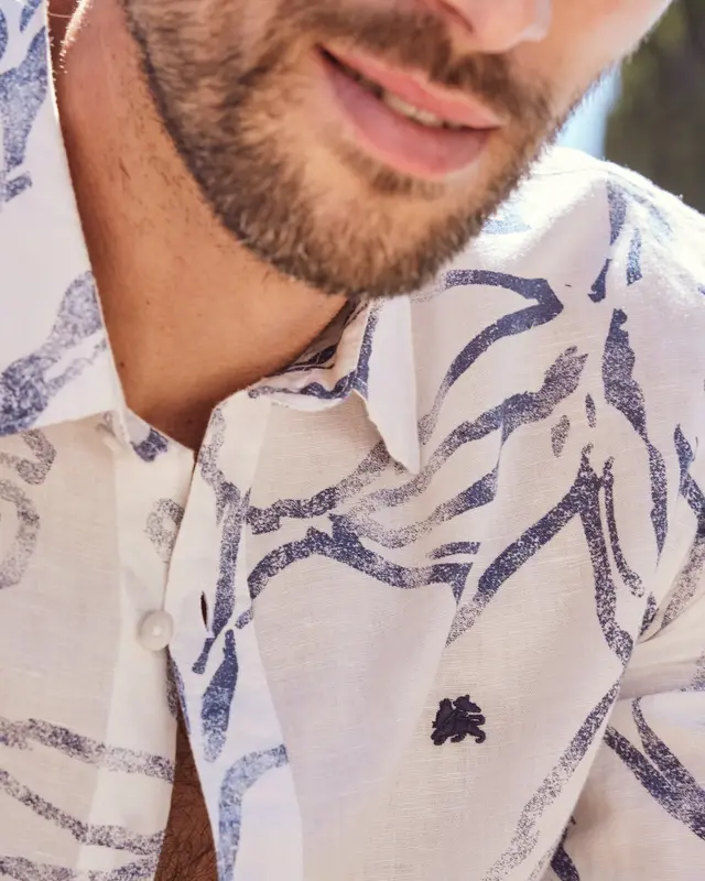 Lerros Leinenmix Hemd mit Print - White