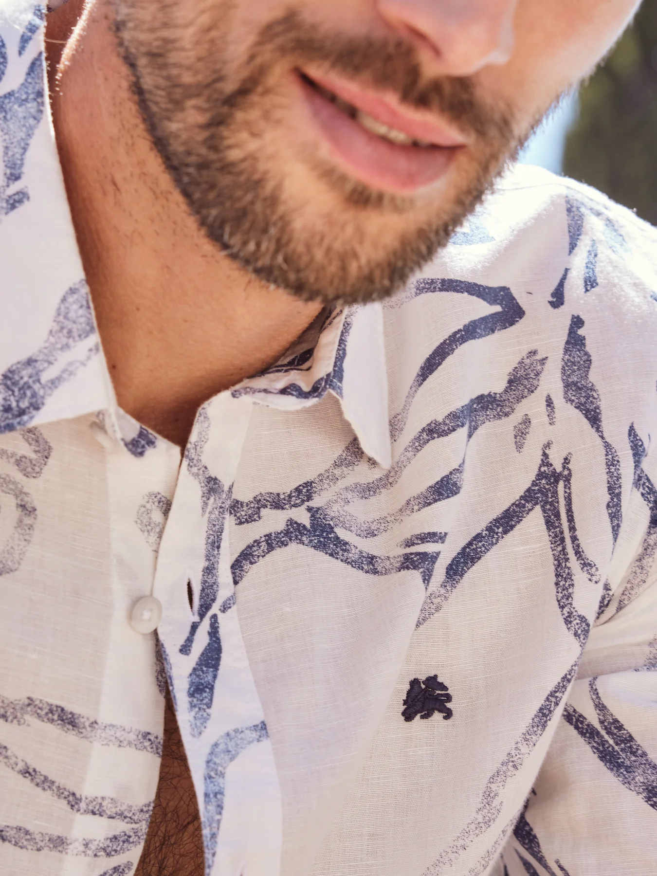 Lerros Leinenmix Hemd mit Print - White