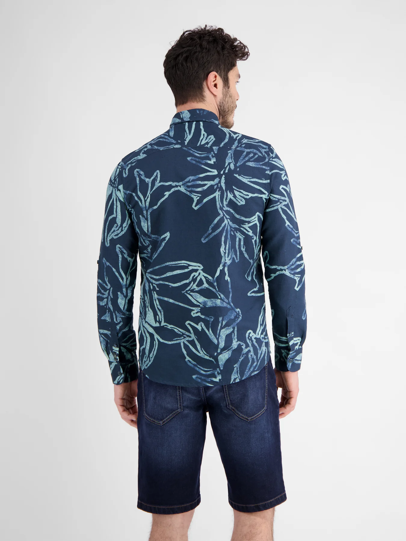 Lerros Linen Blend Shirt with Print - Storm Blue
