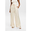 Satin Look Wide Leg Pants - Cream Beige