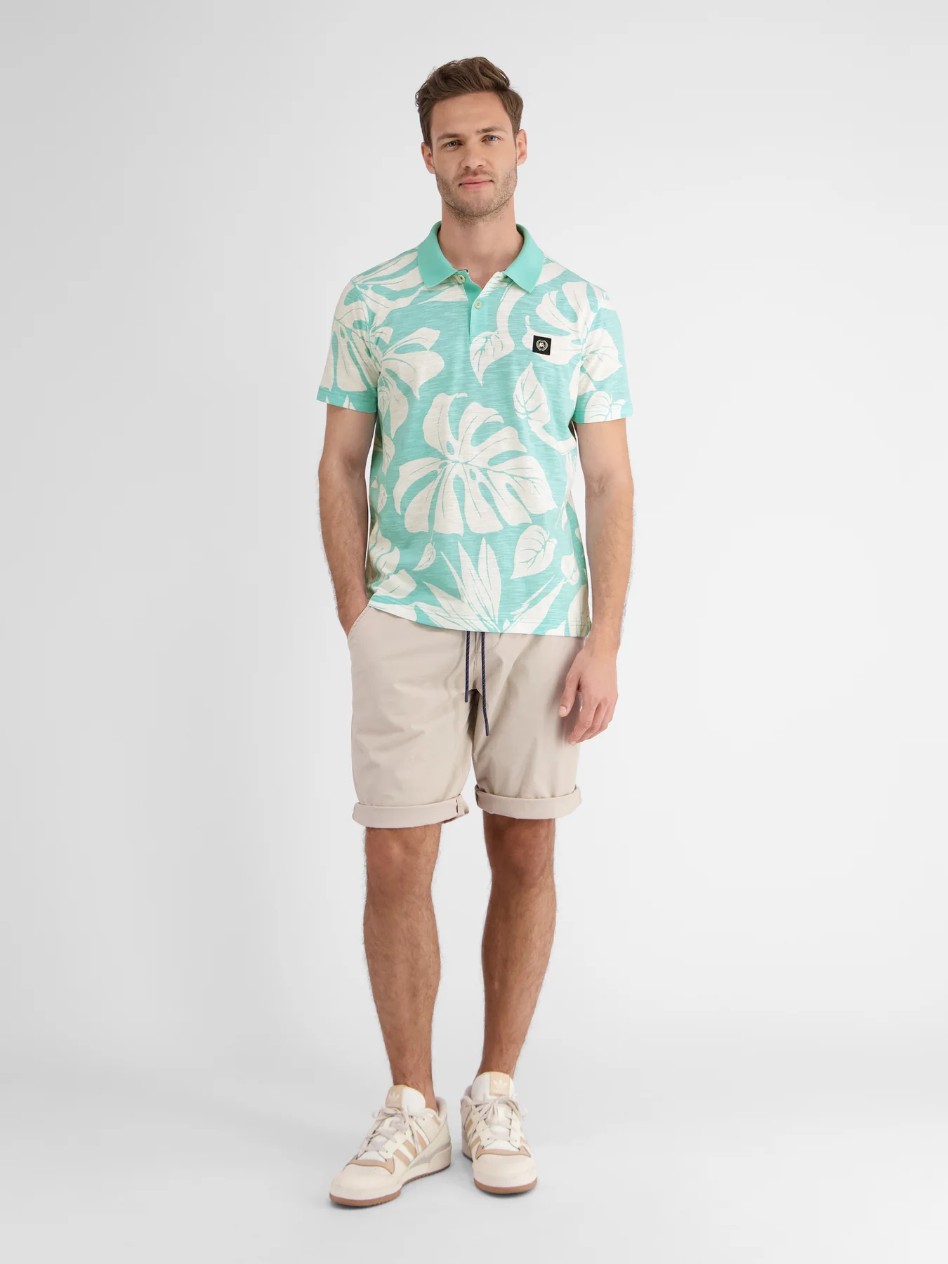 Lerros Poloshirt in Hawaiiaanse Stijl - Iced Mint