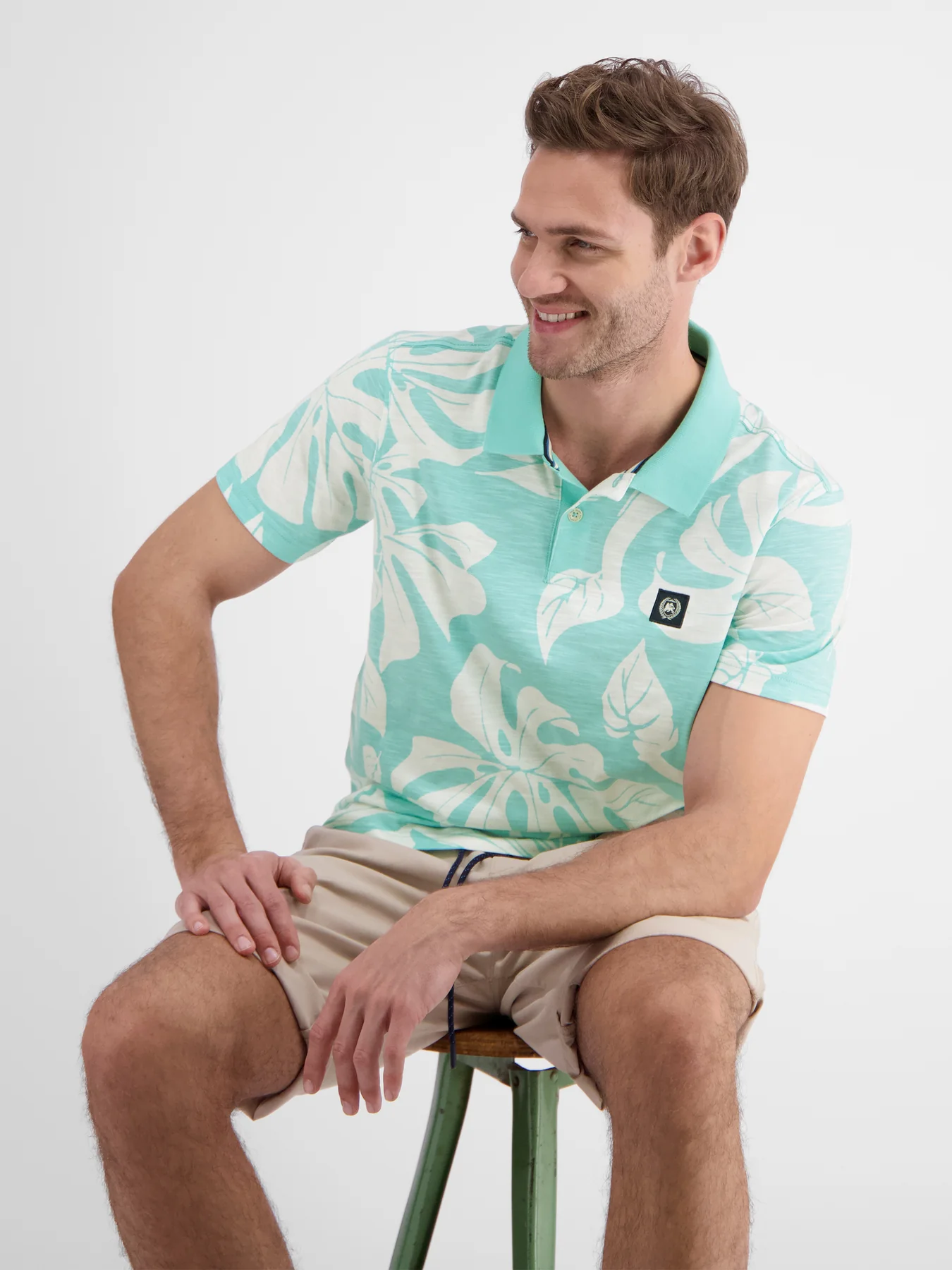 Lerros Poloshirt in Hawaiiaanse Stijl - Iced Mint