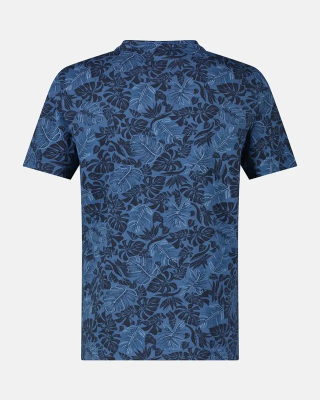 Lerros T-Shirt met Bloemenprint - Space Blue
