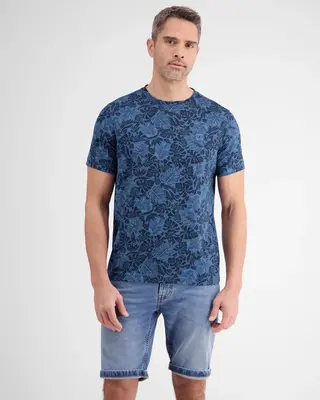 Lerros T-Shirt mit Blumenmuster - Space Blue