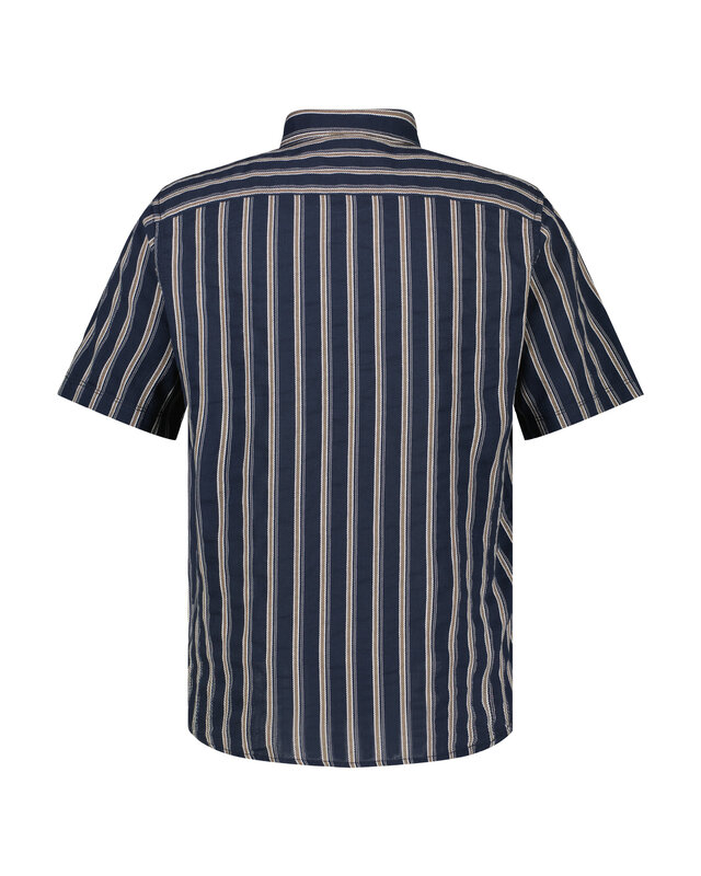 Lerros Wash & Wear Overhemd met Streep - Classic Navy