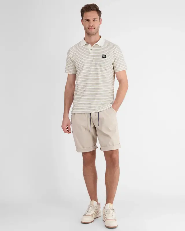 Lerros Gestreept Poloshirt - Broken White