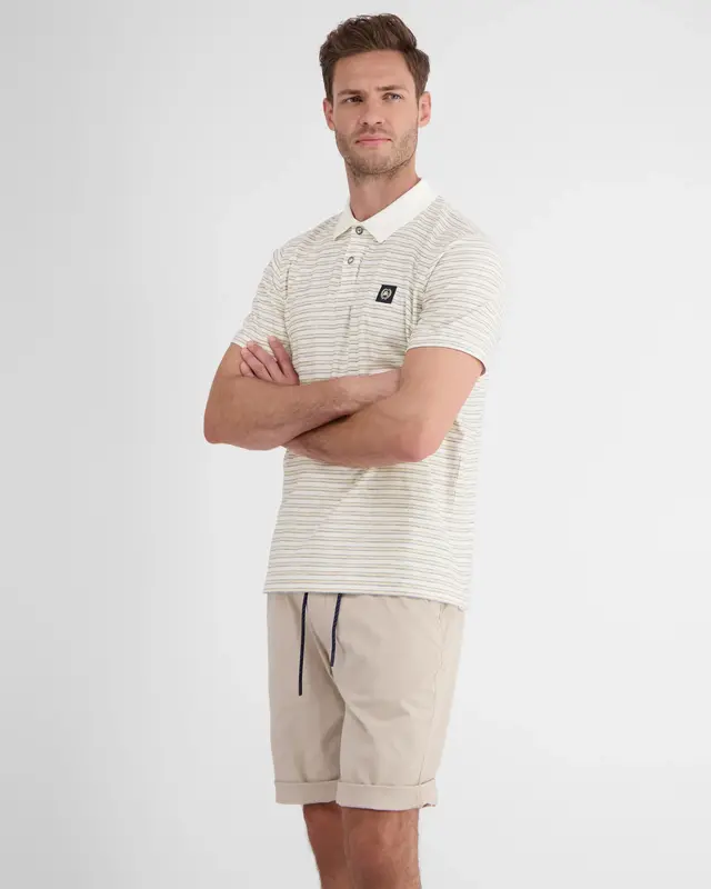 Lerros Gestreept Poloshirt - Broken White