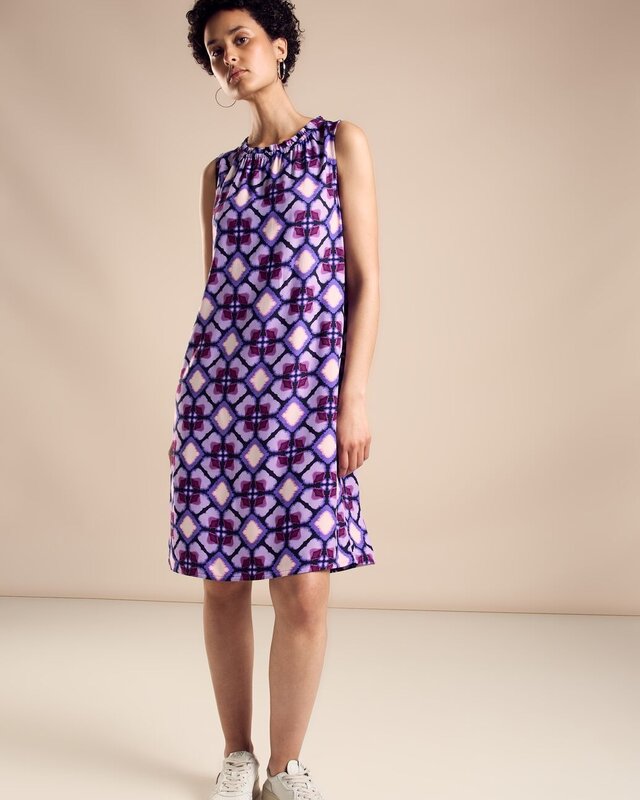 Street One Viscose Print Dress - Bellflower Lilac