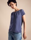 Street One Print Materialmix Shirt - Deep Blue