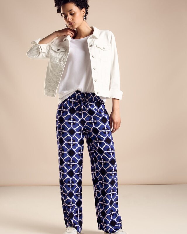 Street One Viscose Pants with Print - Violet Blue
