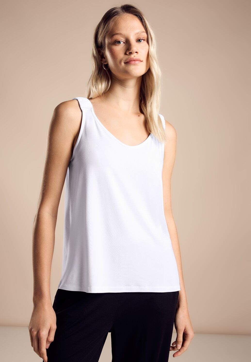 Street One Top met V hals White Wit Cotton Blues