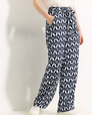 Cecil Pants with Print Neele - Vanilla White