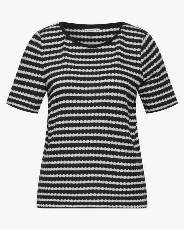 Street One T-Shirt in Strickoptik - Black