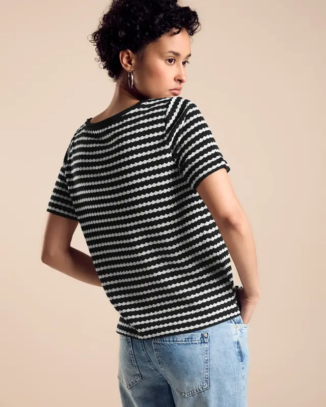 Street One T-Shirt in Strickoptik - Black