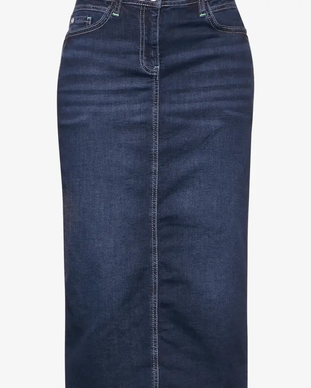 Cecil Midi Denim Skirt - Dark Blue Wash
