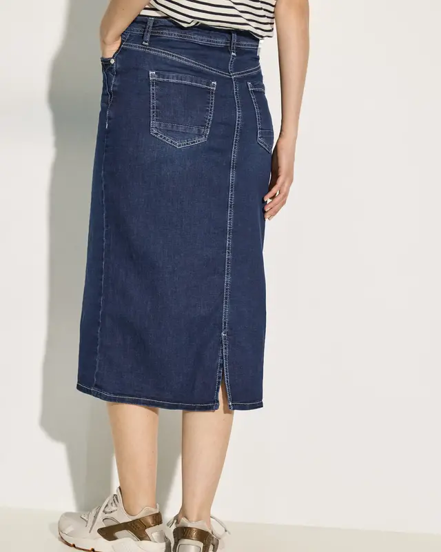 Cecil Midi Jeansrock - Dark Blue Wash
