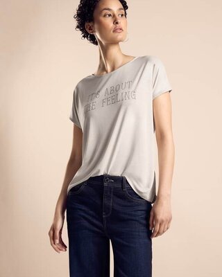 Street One Shirt met Belettering - Smooth Sand Beige