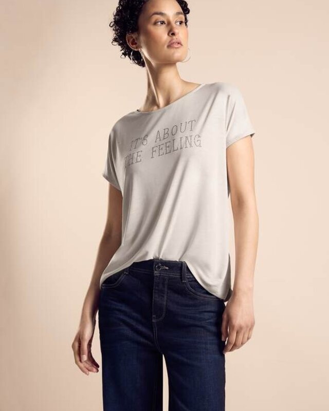 Street One Shirt met Belettering - Smooth Sand Beige