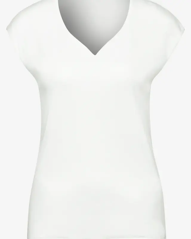 Street One T-Shirt met Hartvormige Halslijn - Off White