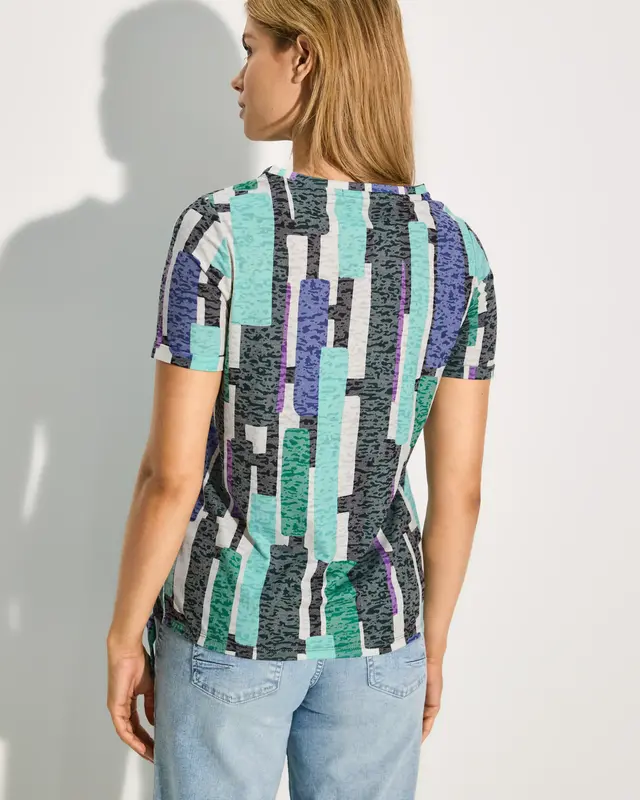 Cecil T-Shirt mit Burn-Out - Fir Green