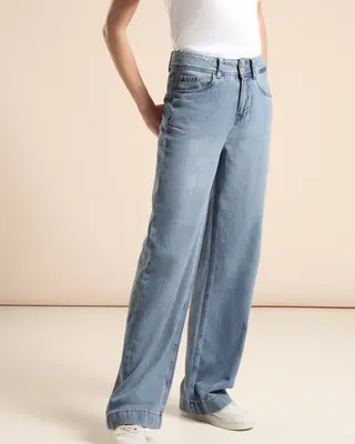 Street One Jeans with Wide Legs - Light Blue Washed