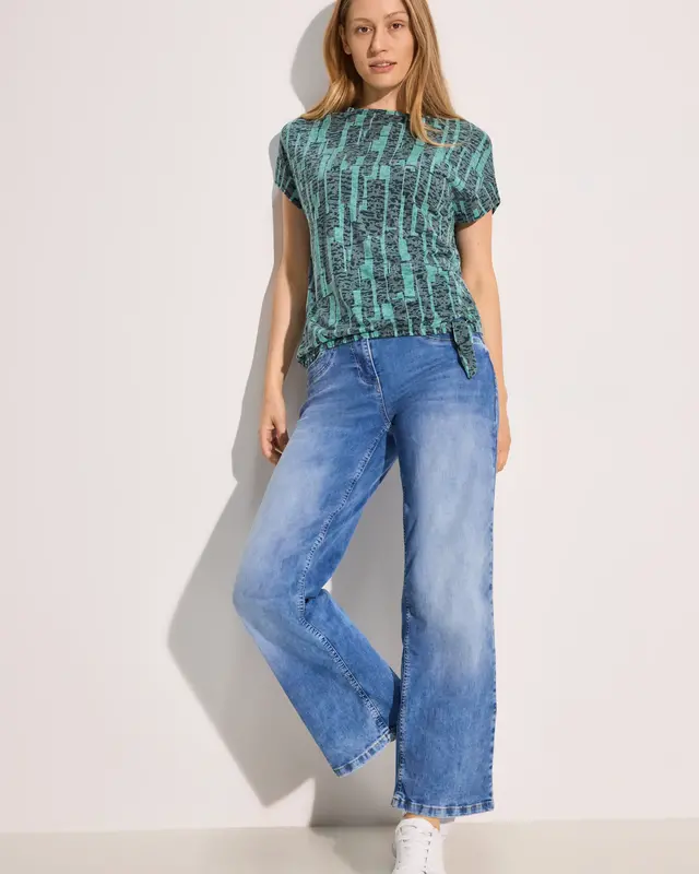 Cecil T-Shirt mit Burn-Out Look - Fir Green