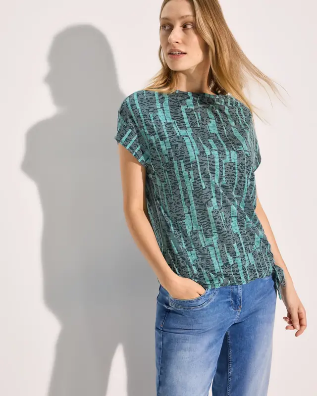 Cecil T-Shirt mit Burn-Out Look - Fir Green