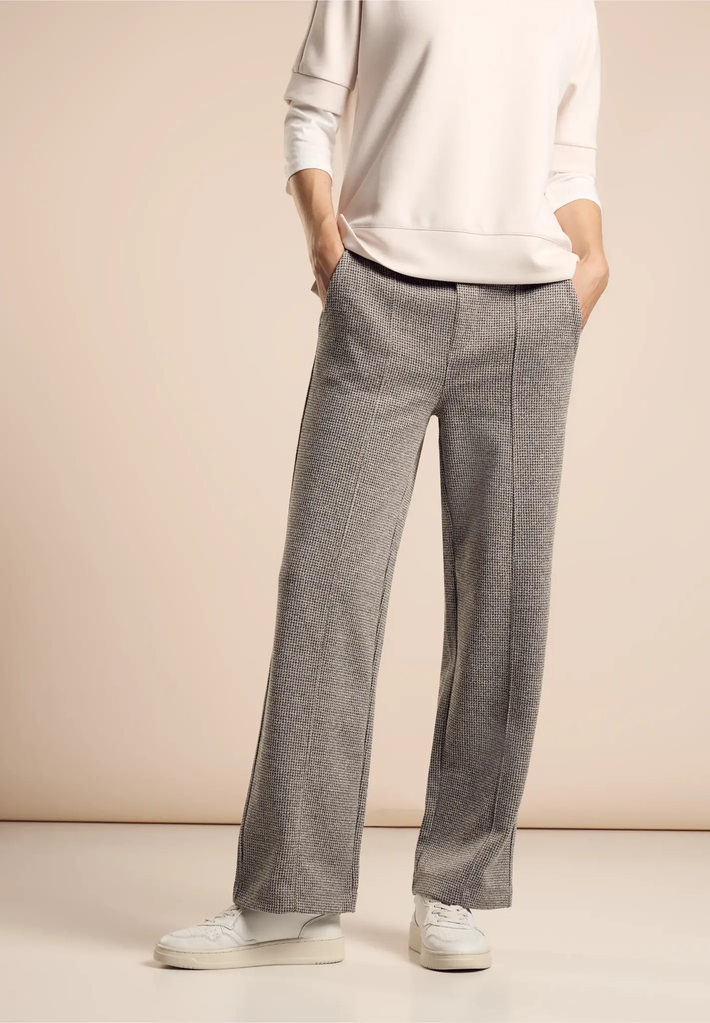 Street One Jacquard Broek in Casual Pasvorm Black Zwart