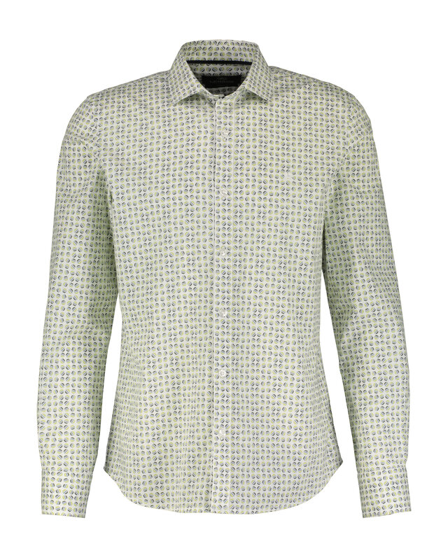 Lerros Stretch Overhemd AOP Print - Chilled Olive
