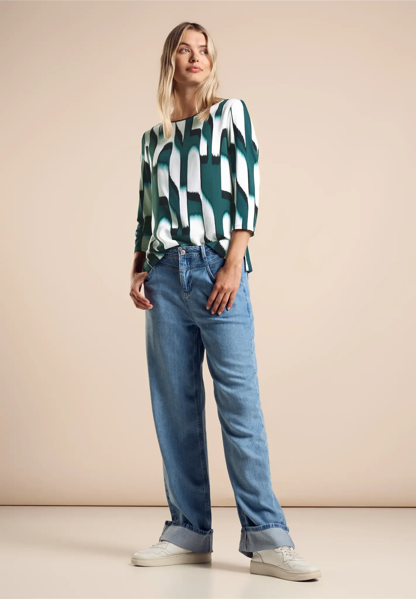 Street One Shirt with Print Evi - Hunter Green