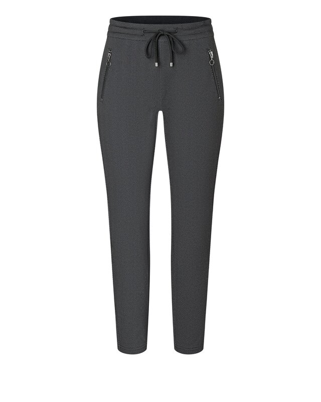 Mac Jeans Jersey Easy Smart Pants - Silver Zigzag