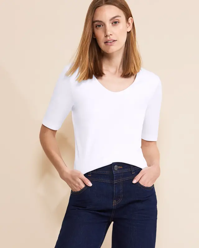 Street One T-Shirt with V-Neckline Palmira - White