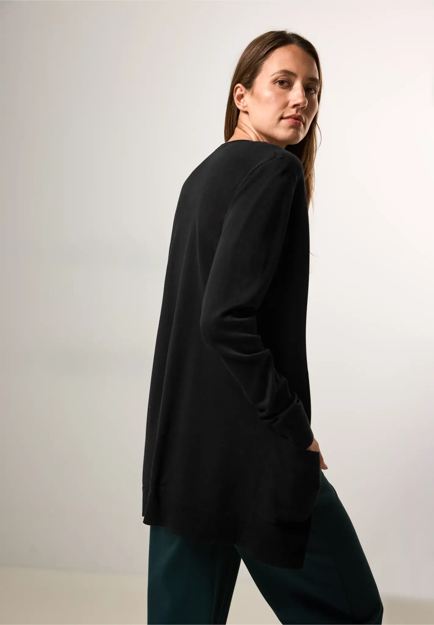 CECIL Open Cardigan Black Cotton Blues