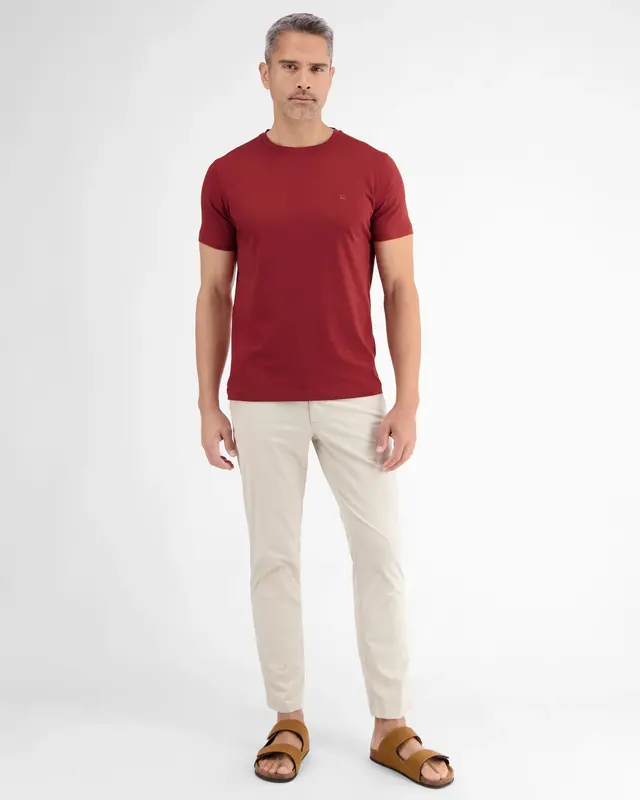 Lerros Basic T-Shirt met Ronde Hals - Deep Garnet Red