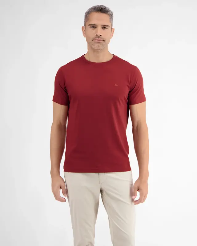 Lerros Basic T-Shirt met Ronde Hals - Deep Garnet Red