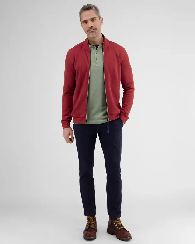 Lerros Gestructureerd Sweatjack - Deep Garnet Red