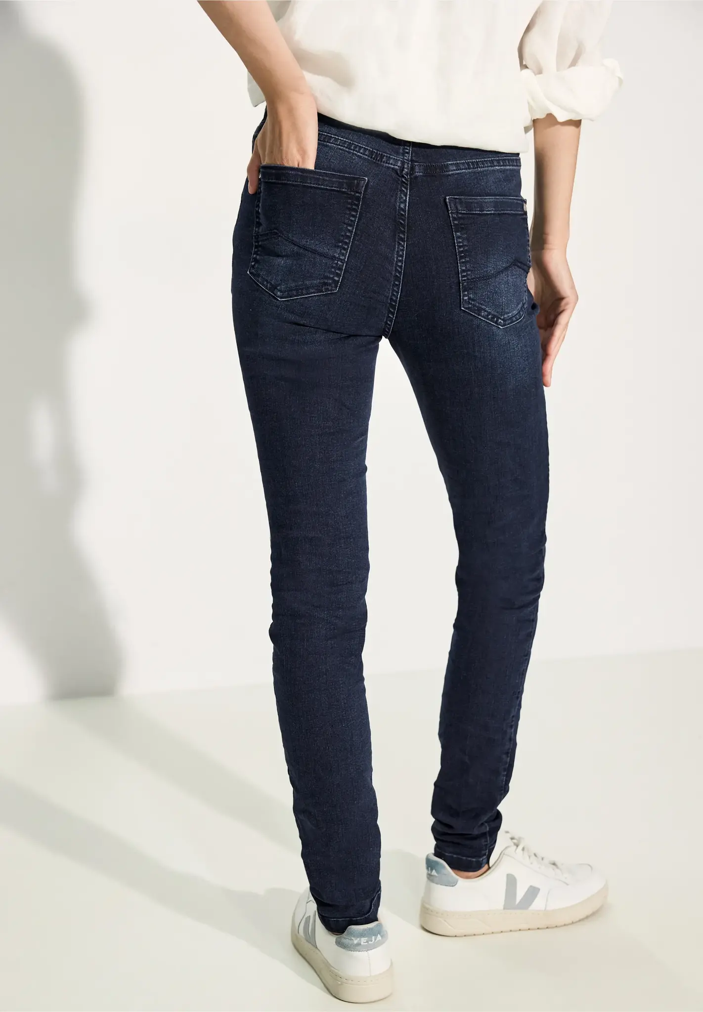 Jeans Slim Vita Alta Cecil Toronto, Mid Blue Used Wash, Taglia 40 Donna